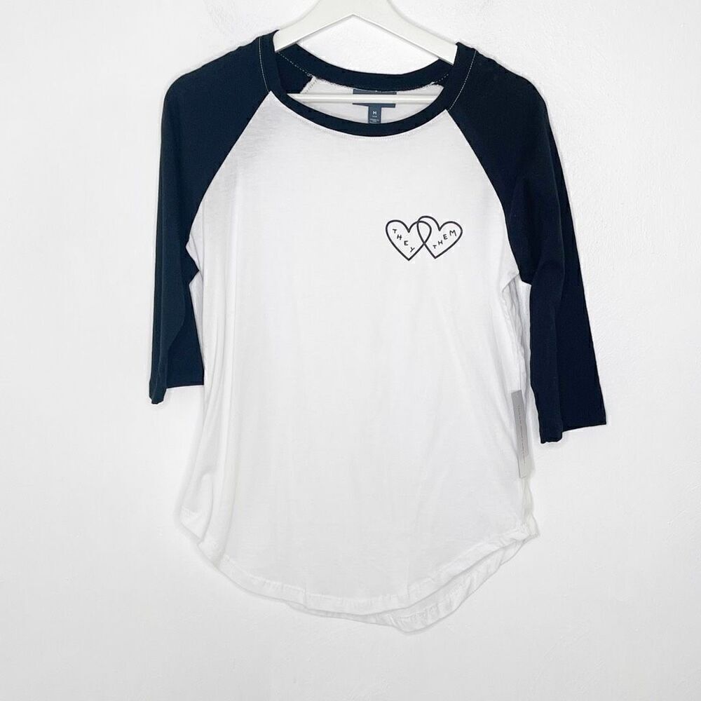 Modcloth "They/Them" reglan baseball three quarter length sleeve tee shirt - Uni